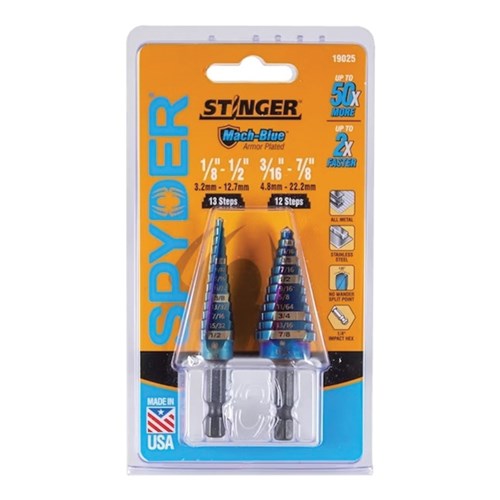 2PC STEPBIT SET 1/8IN-1/2IN&3/16IN-7/8IN